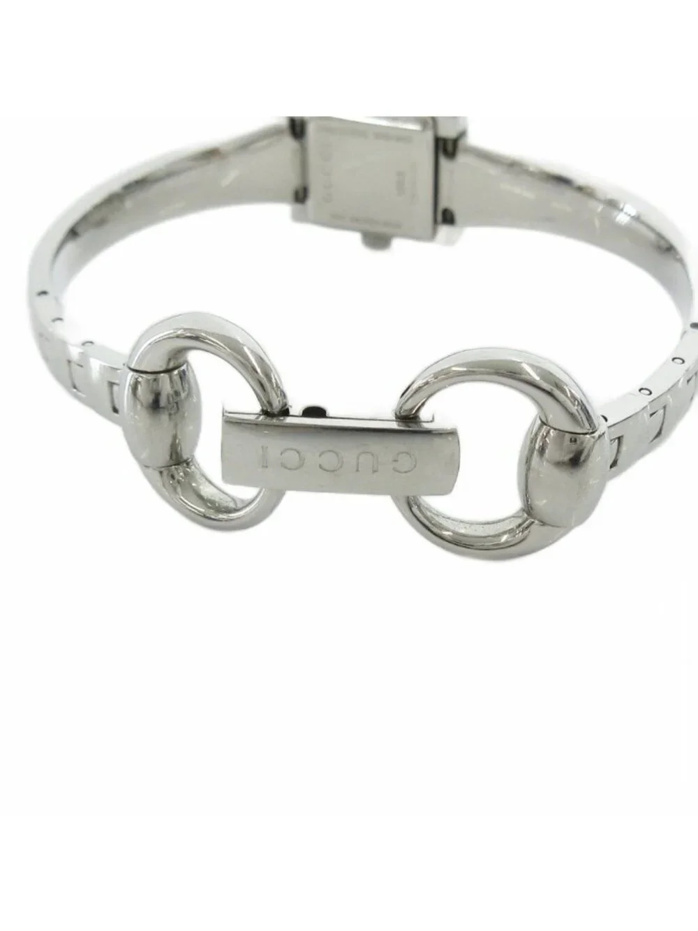 Gucci Frame Watch Square Quartz 128.5 Dial GG Pattern Silver Color MG
